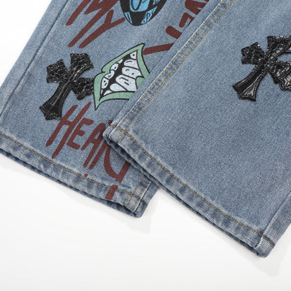 Chrome Hearts American street art cross with straight shaft Pants W1