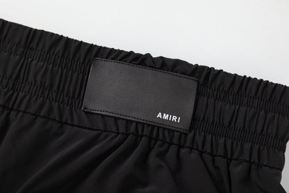 AMIRI Pool Cue Straight-Leg Mid-Length Logo-Print Swim Shorts