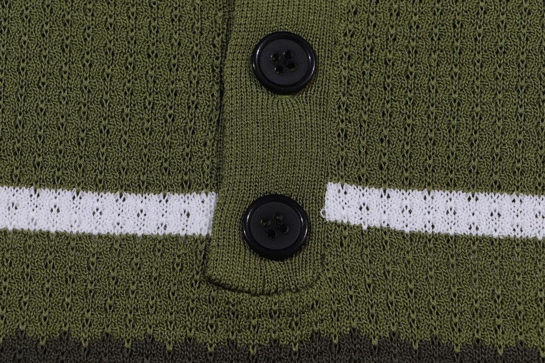 AMIRI Striped Pointelle-Knit Polo Shirt