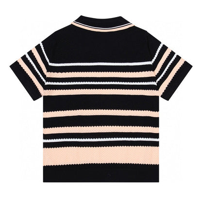 AMIRI Striped Pointelle-Knit Polo Shirt