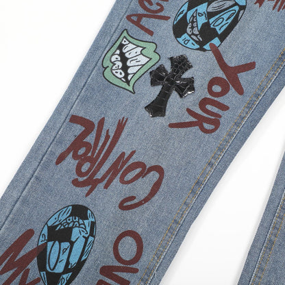 Chrome Hearts American street art cross with straight shaft Pants W1